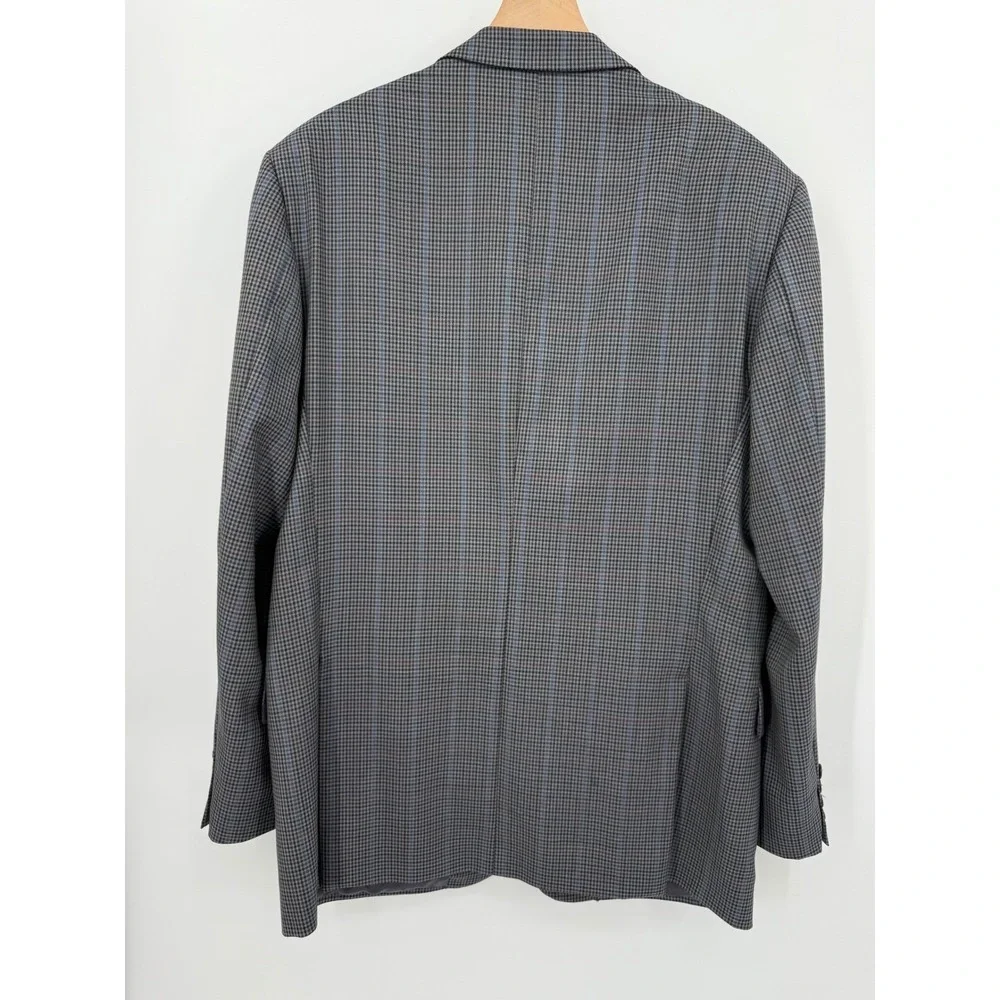Joseph Abboud Sport Coat Mens 44L Blue Gray Check Wool Blazer Jacket Made USA - Picture 3 of 11